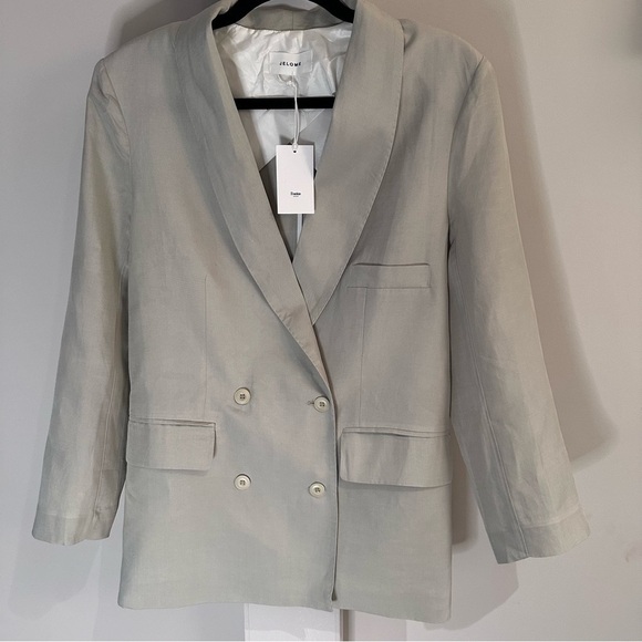JELOME LA VIE Jackets & Blazers - JELOME LA VIE Pistachio Green  Linen Double Breasted Oversized Blazer  Small